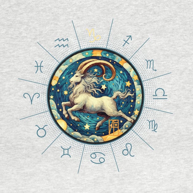 ZODIAC Capricorn - Astrological CAPRICORN - CAPRICORN - ZODIAC sign - Van Gogh style - 12 by ArtProjectShop